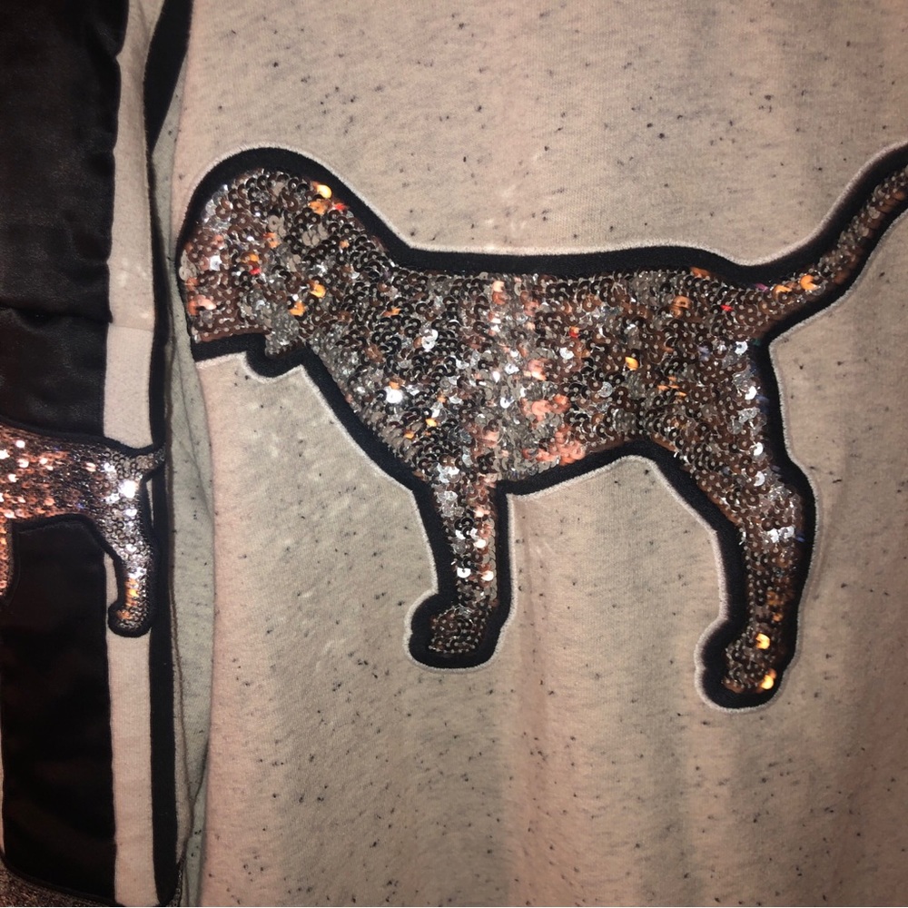 Victoria’s Secret Pink Dog Hoodie with sequins White Bling Small VERY RARE!!!!!